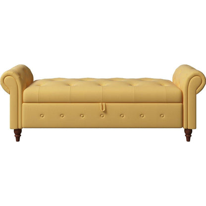 63" Bed Bench Yellow Fabric