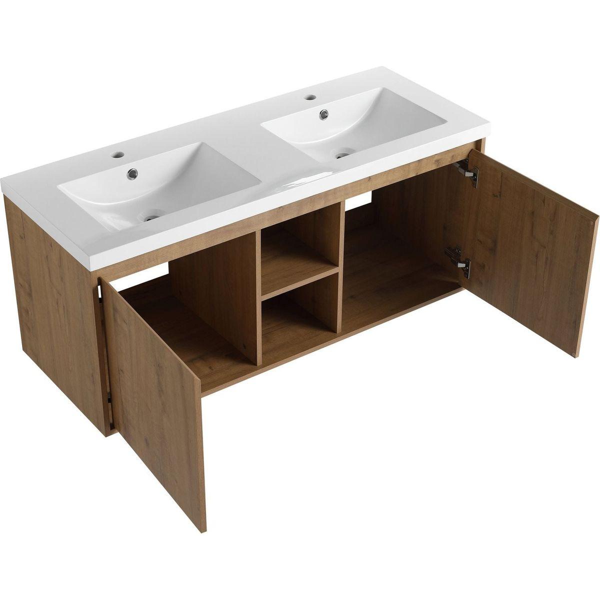 48" Wall Mounted Bathroom Vanity With Double Sink, Soft Closing Door Hinge (KD-Package)G