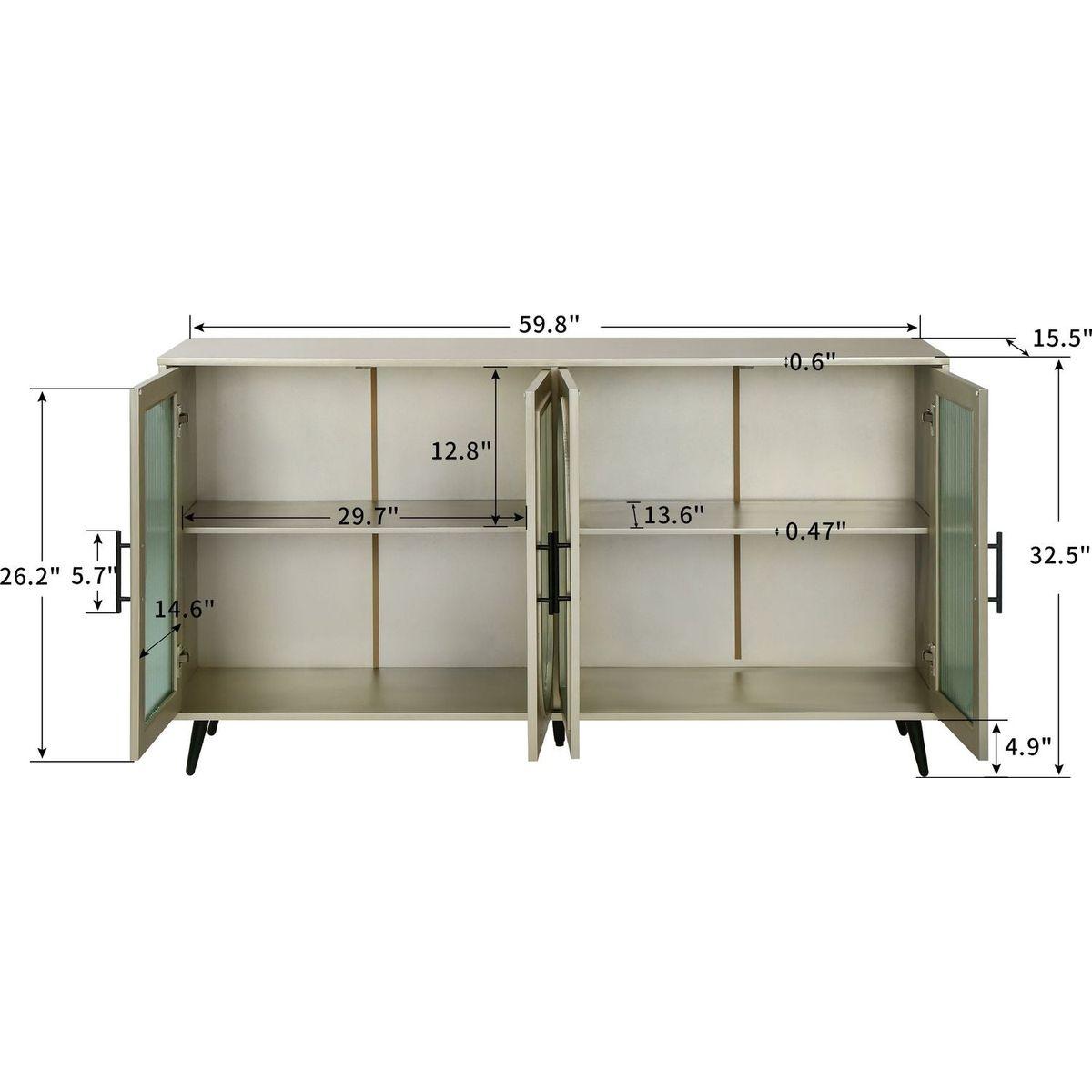 TV Stand for 65+ Inch TV, Wood TV Stand with Storage Cabinet & Adjustable Shelves, Media TV Console for Living Room Bedroom(Gold) - Streamdale Furniture