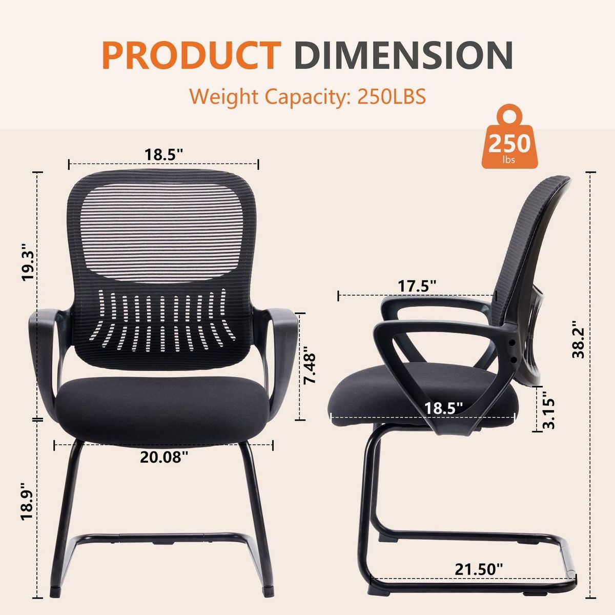 Mid-Back Task Chair with Lumbar Support,Black L,One