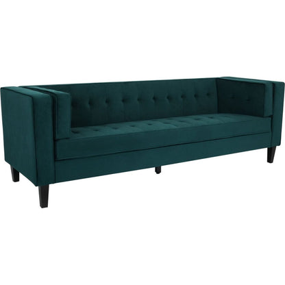 3-Seater Sofa, Upholstered Tufted Coach, Velvet Sofa, Green