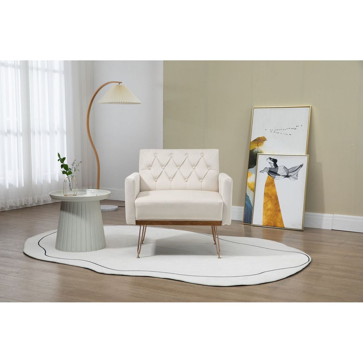 Accent Chair, leisure single sofa with Rose Golden feet