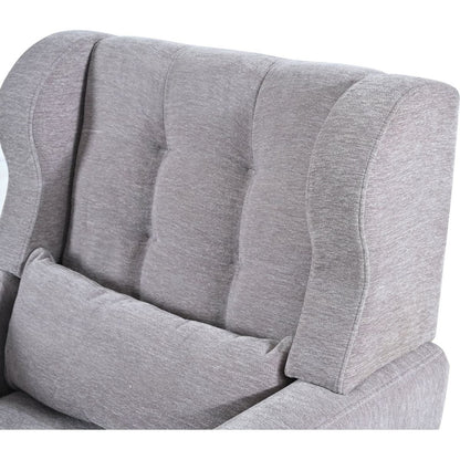 Modern Accent Chair,Chenille Arm Chairs for Living Room,Upholstered Mordern Armchair,Comfy Soft Padded Lounge Chair in Small Space, Bedroom, w/Pillow, Solid Wood Leg (Gray)