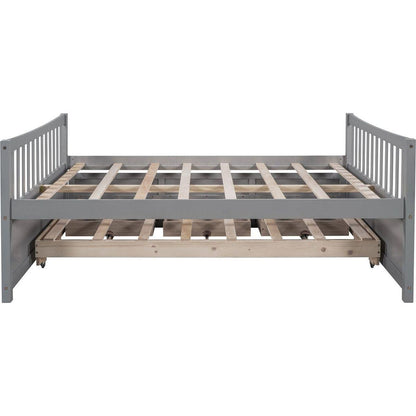 Full size Daybed with Twin size Trundle and Drawers, Full Size, Gray
