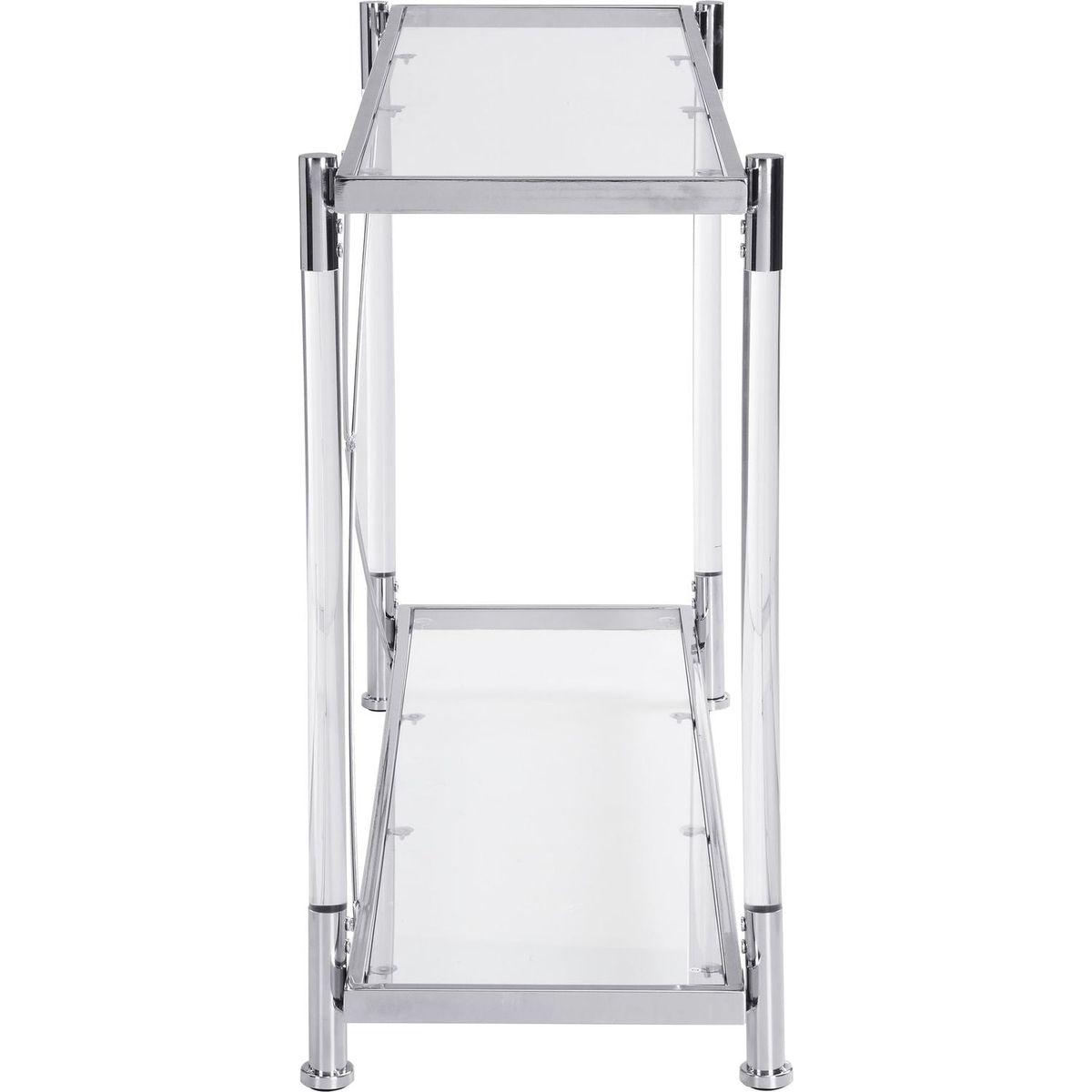 43.31" Chrome Glass Sofa Table, Acrylic Side Table, Console Table for Living Room& Bedroom