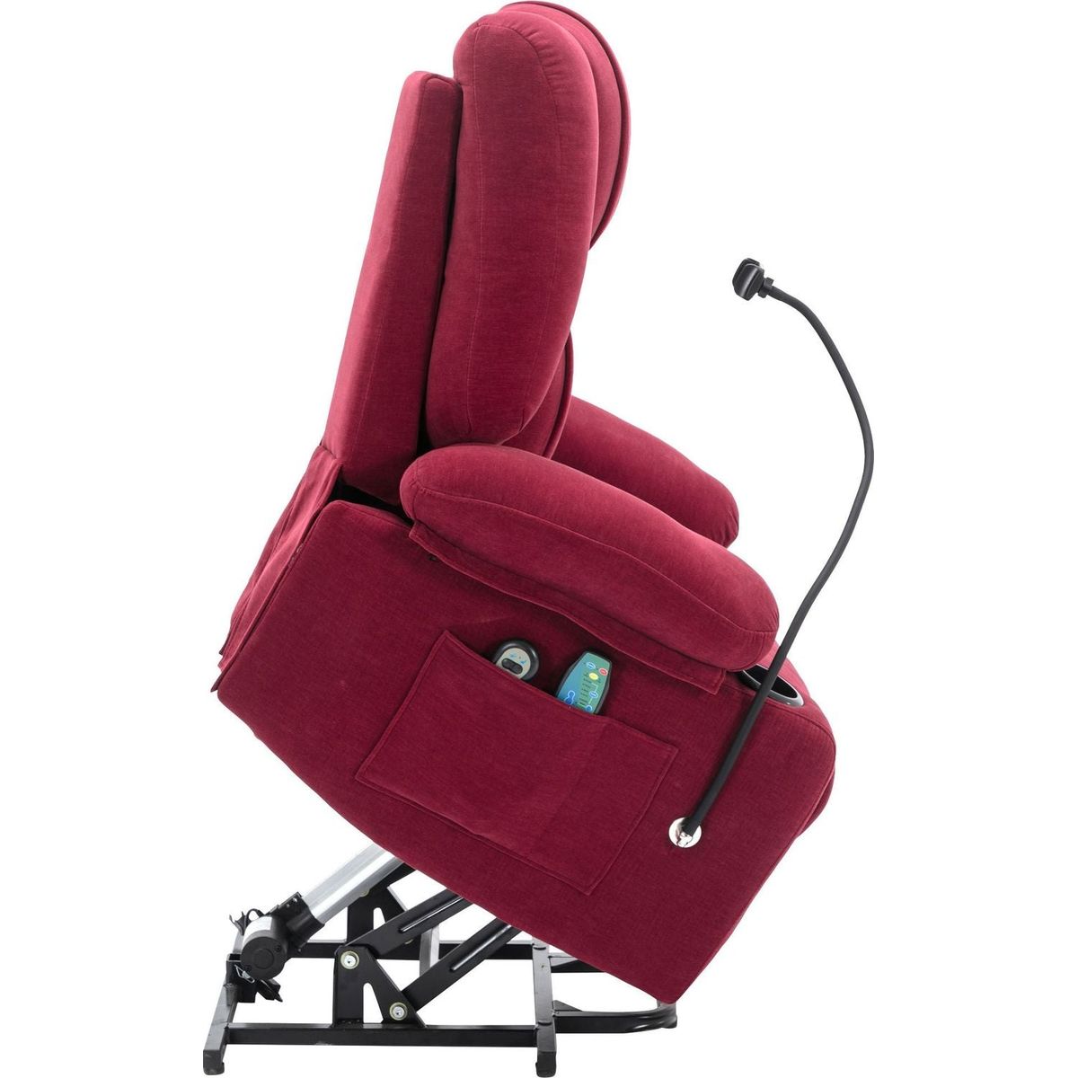 Power Lift Recliner Chair Electric Recliner for Elderly Recliner Chair with Massage and Heating Functions, Remote, Phone Holder Side Pockets and Cup Holders for Living Room, Red