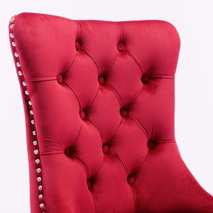 Classic Velvet Dining Chairs, High-end Tufted Solid Wood Contemporary Velvet Upholstered Dining Chair with Wood Legs Nailhead, SET OF 2,Burgundy, Wine Red