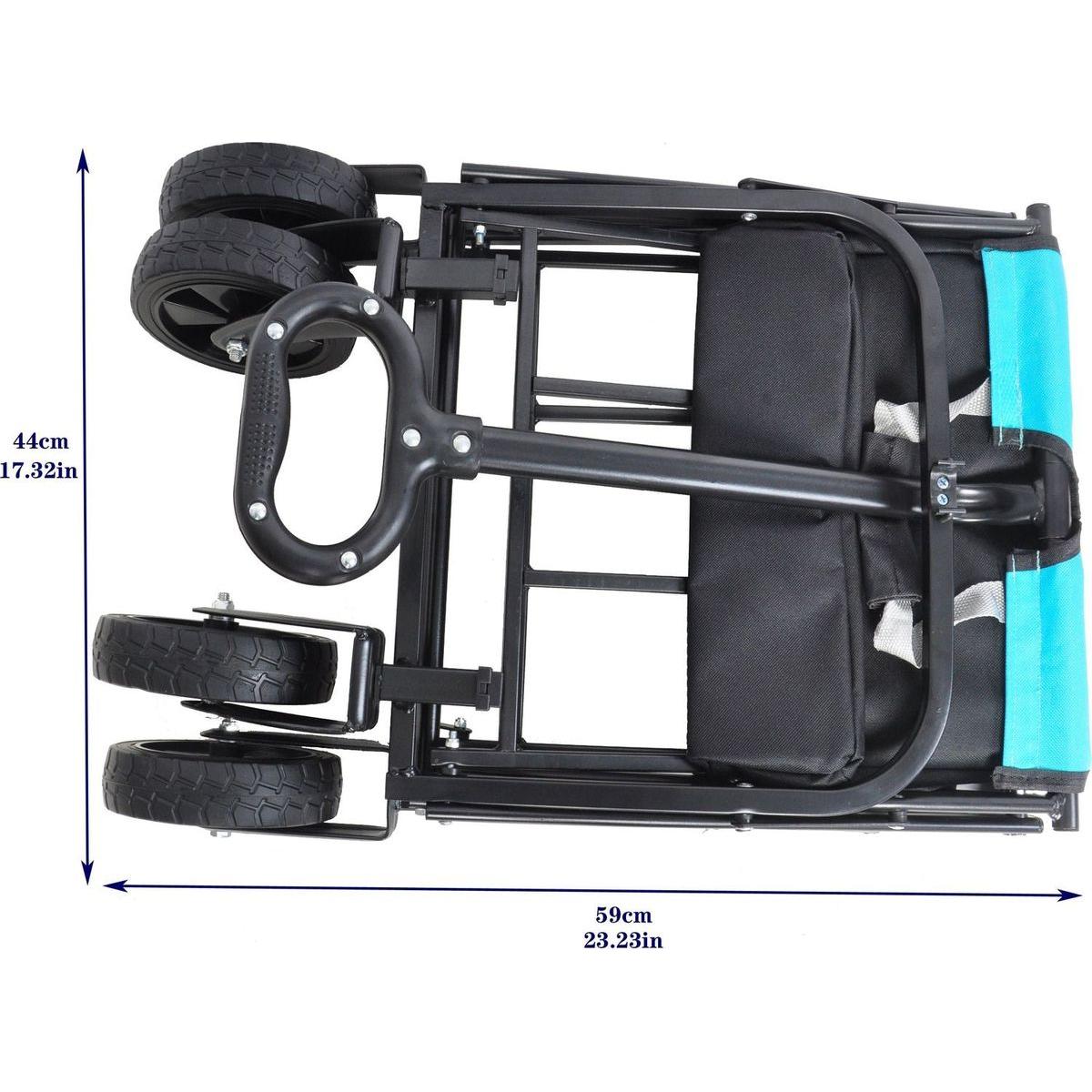 Folding Wagon Garden Shopping Beach Cart (black+blue)