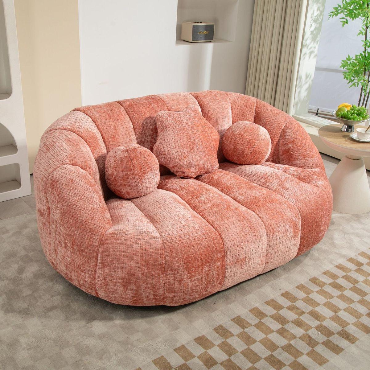 Bean Bag sofa Lazy Sofa Durable Comfort Lounger High Back Bean Bag Chair Couch for Adults and Kids, Indoor & Outdoor, Accent Floor Soft Lounge Chair (Pink chenille)