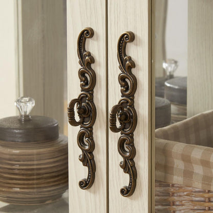 2 Doors Curio Cabinet with Tempered Glass Doors, Curio Cabinets with Mirrored Back Panel and Adjustable Shelves, Lighted Display Cabinet for Home, Office Light Bulb Included White