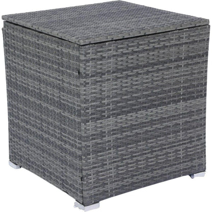 8 Piece Patio Sectional Wicker Rattan Outdoor Furniture Sofa Set with One Storage Box Under Seat and Cushion Box Grey wicker + Black Cushion + Clear Glass Top