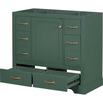 36" Bathroom Vanity without Sink, Cabinet Base Only, Six Drawers, Multi-Functional Drawer Divider, Adjustable Shelf, Green