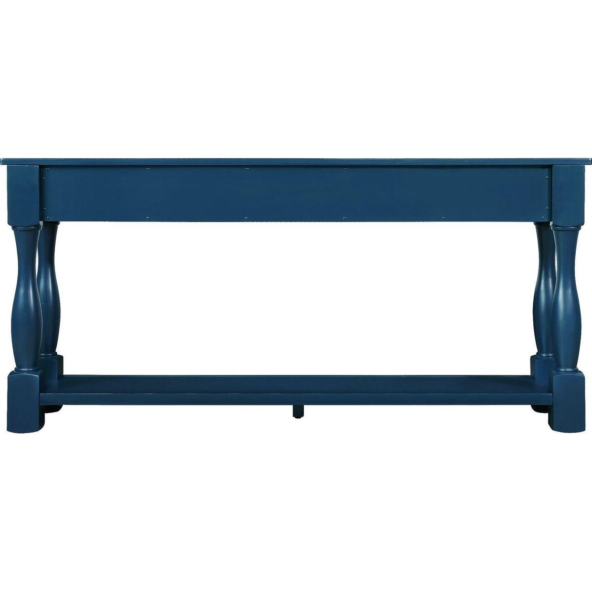 63inch Long Wood Console Table with 3 Drawers and 1 Bottom Shelf for Entryway Hallway Easy Assembly Extra-thick Sofa Table(Navy Blue)