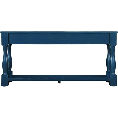 63inch Long Wood Console Table with 3 Drawers and 1 Bottom Shelf for Entryway Hallway Easy Assembly Extra-thick Sofa Table(Navy Blue)