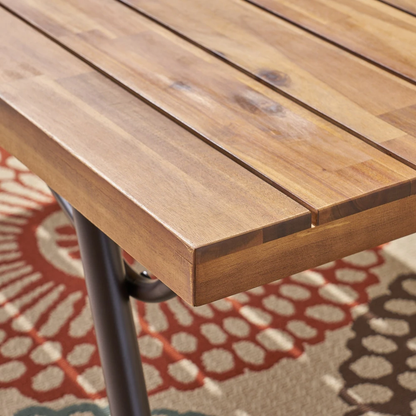 Canoga Outdoor Industrial Loveseat with Coffee Table