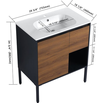 30 inch Freestanding Bathroom Vanity With Gel Sink, Soft Closing Door and 2/3 Soft Closing Drawers