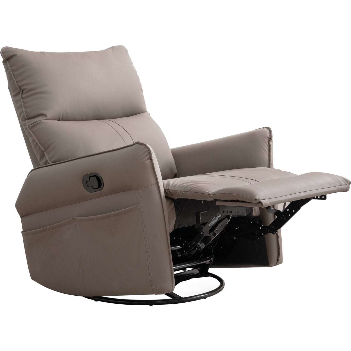 Rocking Recliner Chair,360 Degree Swivel Nursery Rocking Chair,Glider Chair,Modern Small Rocking Swivel Recliner Chair for Bedroom,Living Room Chair Home Theater Seat,Side Pocket(Brown)