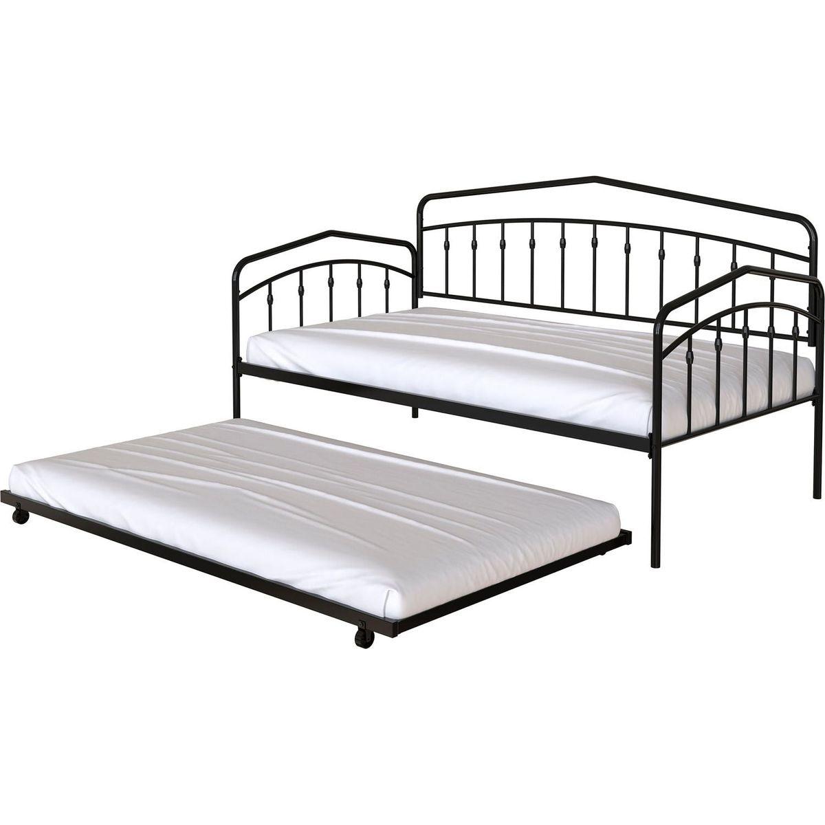 Fox twin daybed with twin trundle, Black