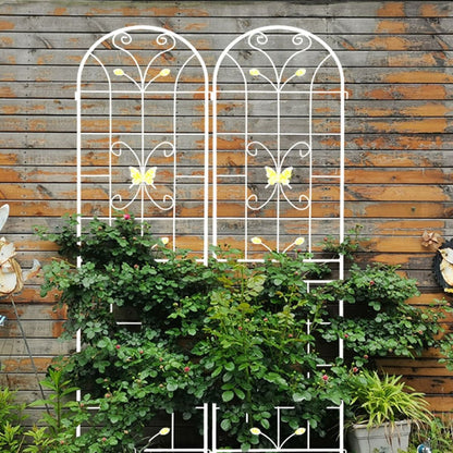 2 Pack Metal Garden Trellis 86.7" x 19.7" Rustproof Trellis for Climbing Plants Outdoor Flower Support Cream White