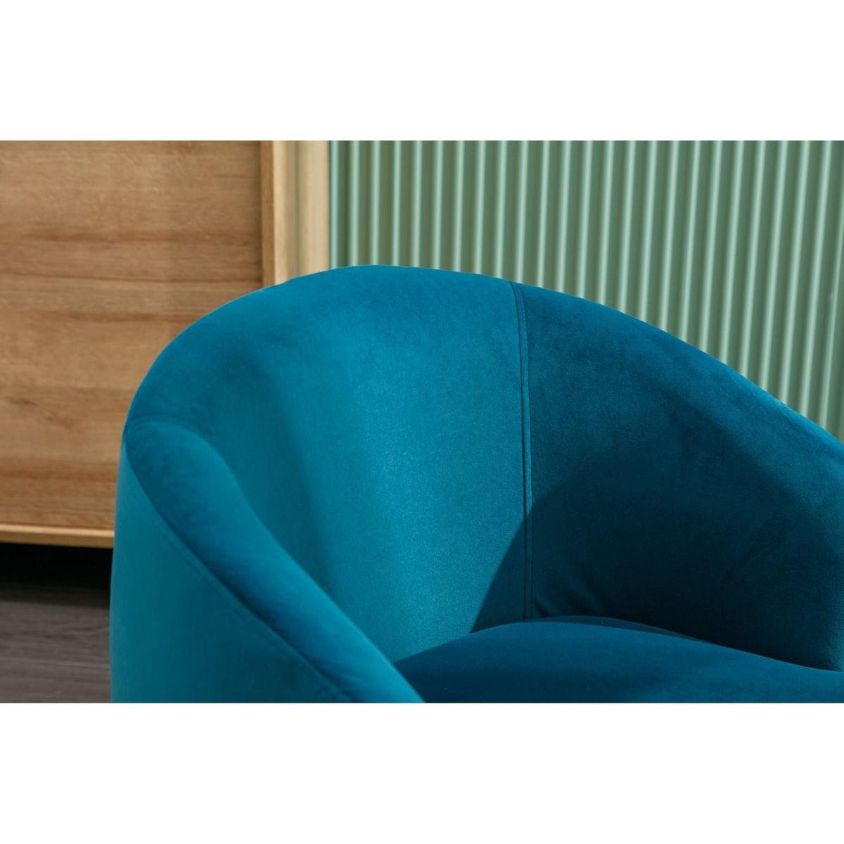 Velvet Fabric Swivel Accent Armchair Barrel Chair With Black Powder Coating Metal Ring,Teal