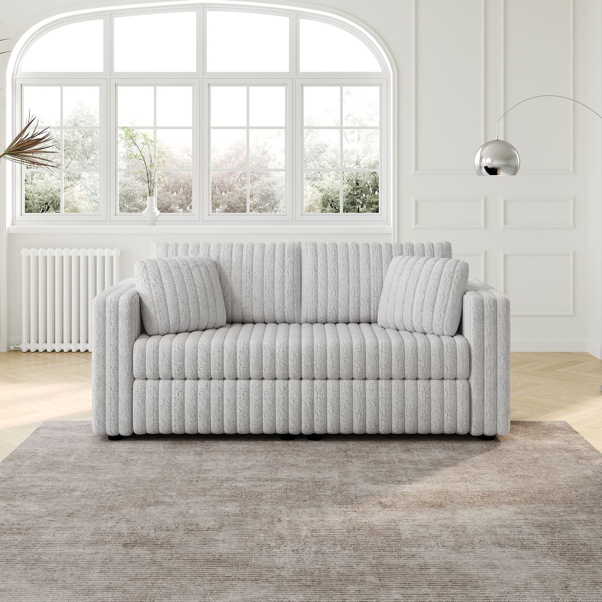 75.6' Soft  Modular 2-person Sofa - Highly Comfortable with Distinctive Design. Perfect for Bedroom & Living Room. Light gray. Modern & Plush Furniture Choice.