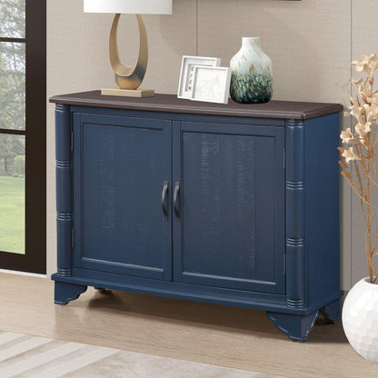 40" Console Table with Storage Shelf, Retro Entryway Table with Adjustable Storage Shelf, Sofa Couch Table for Hallway, Entry Way, Living Room, Foyer, Navy Blue and Brown Top