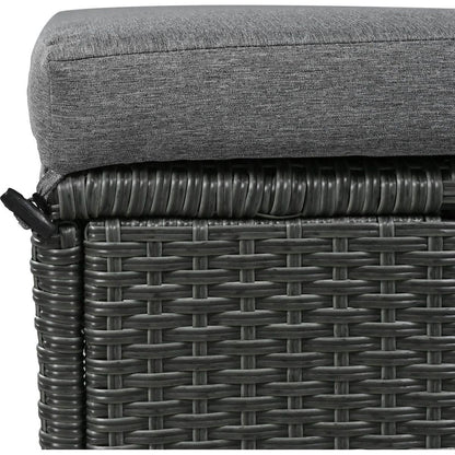 5-Piece Outdoor Patio Rattan Sofa Set, Sectional PE Wicker L-Shaped Garden Furniture Set with 2 Extendable Side Tables, Dining Table and Washable Covers for Backyard, Poolside, Indoor, Gray
