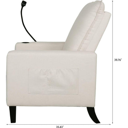 Recliner Chairs for Adults, Adjustable Recliner Sofa with Mobile Phone Holder & Cup Holder, Modern Reclining Chairs Fabric Push Back Recliner Chairs for Living Room, Bedroom, BEIGE