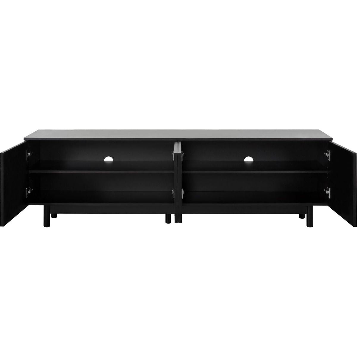 Graceful TV Stand with Arch Cabinets for TVs Up to 78", Minimalist Entertainment Center with Solid Wood Legs, Practical Media Console with Adjustable Shelves for Living Room, Black