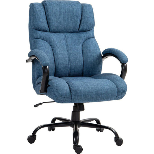 Vinsetto 500lbs Big and Tall Office Chair with Wide Seat, Executive Computer Chair with Adjustable Height, Swivel Wheels and Linen Finish, Blue