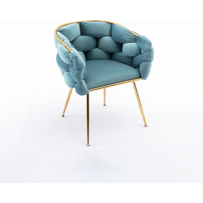 Luxury modern simple leisure velvet single sofa chair bedroom lazy person household dresser stool manicure table back chair blue