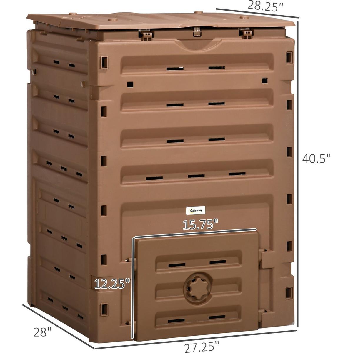 Garden Compost Bin, 120 Gallon (450L) Garden Composter, BPA Free, with 80 Vents and 2 Sliding Doors, Lightweight & Sturdy, Fast Creation of Fertile Soil, Brown