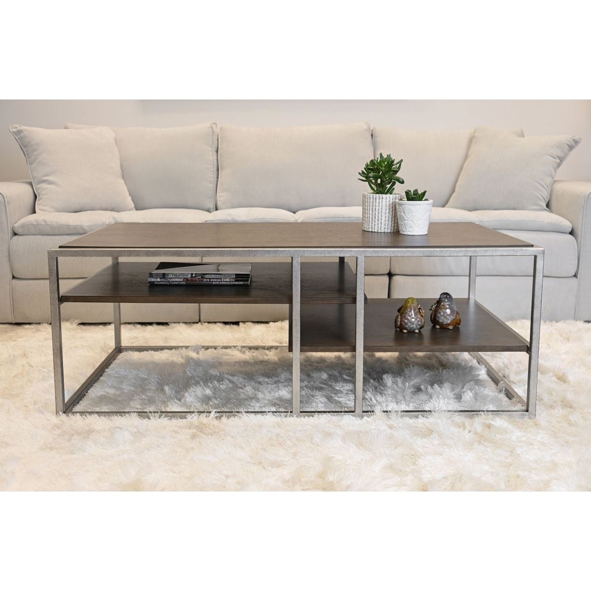 Padena 3-Piece Metal Frame Wood Living Room Coffee Table and 2 Chairside Tables Set