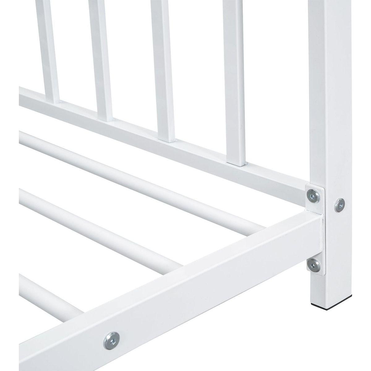 Twin Size Metal House Platform Bed, White