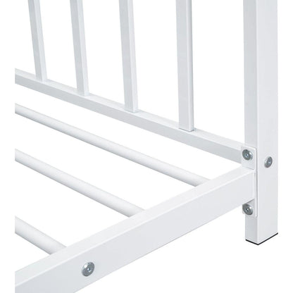 Twin Size Metal House Platform Bed, White