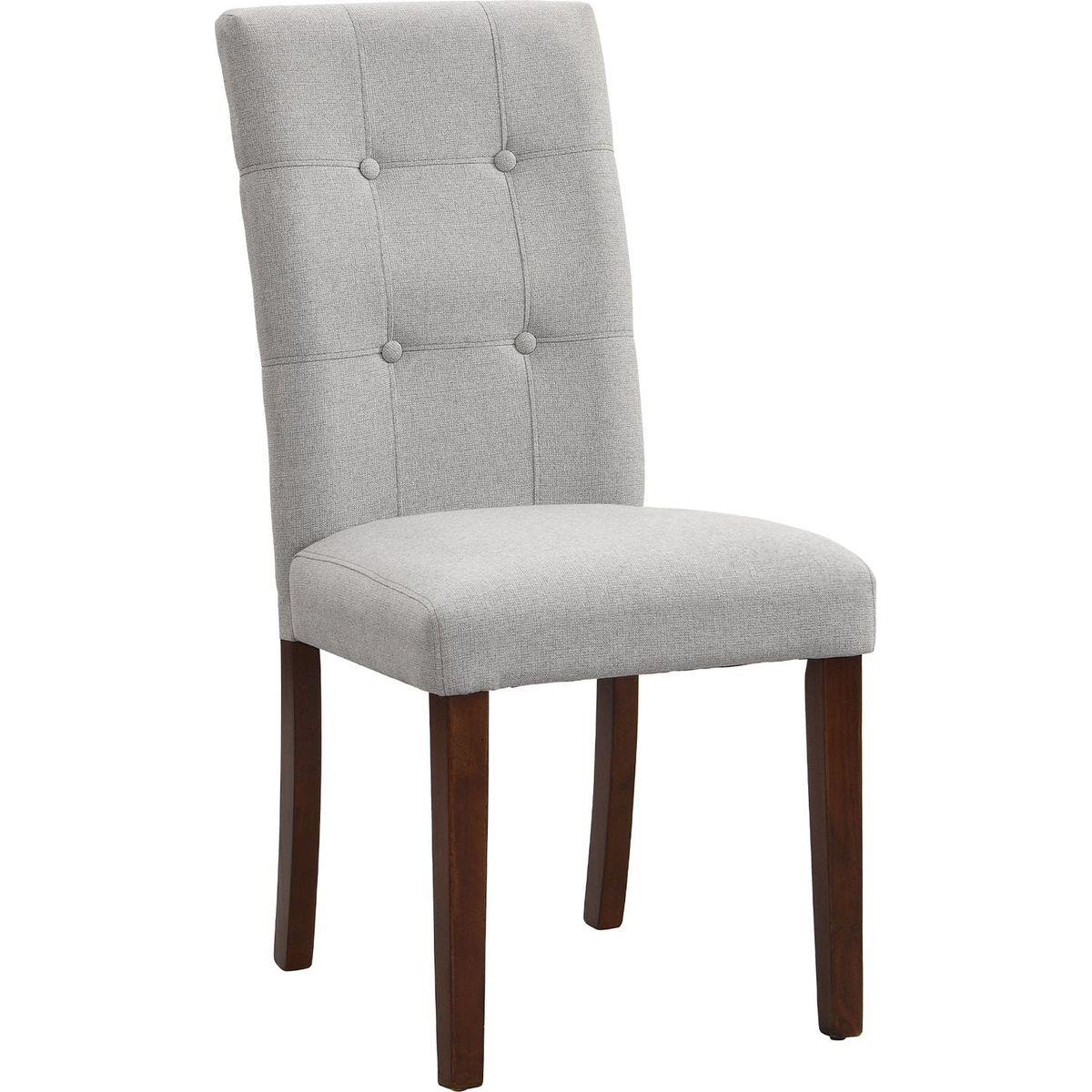 Linen Tufted Dining Room Chairs Set of 6, Accent Diner Chairs Upholstered Fabric Side Stylish Kitchen Chairs with Solid Wood Legs and Padded Seat - Gray