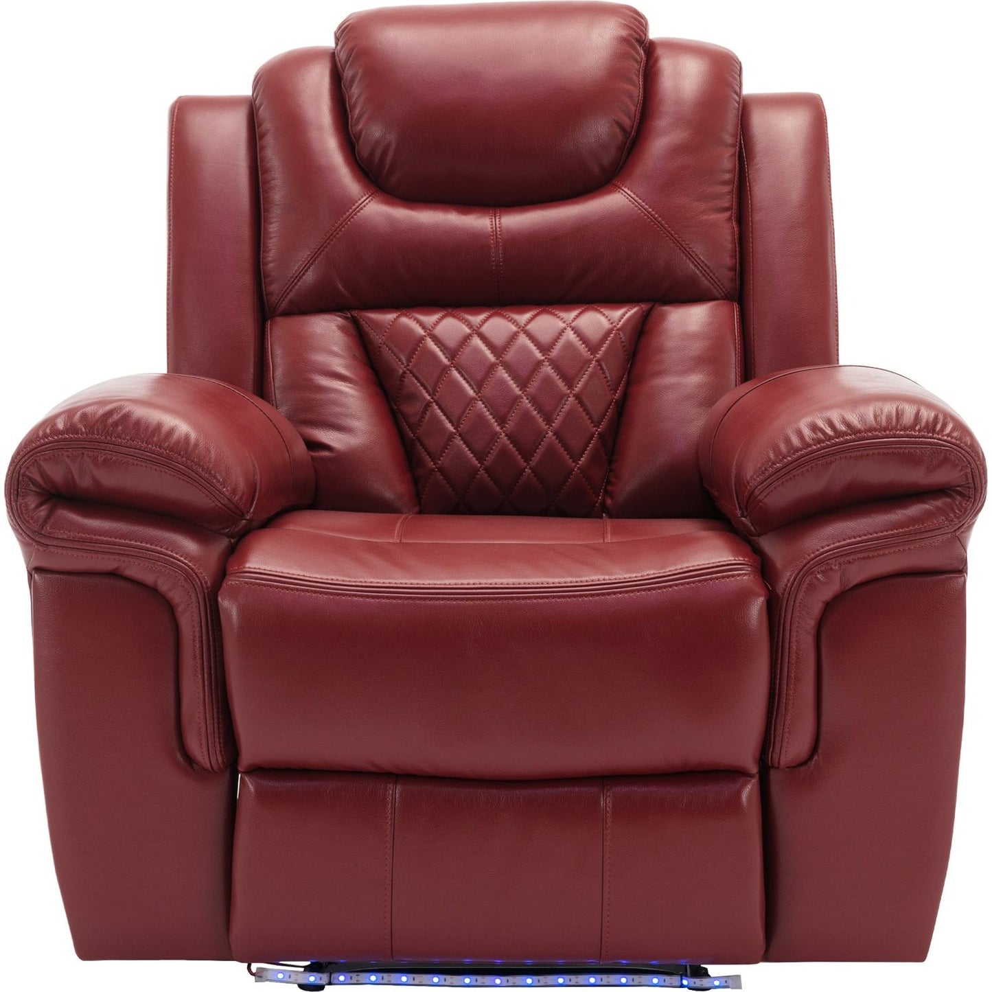 Home Theater Seating Manual Recliner Chair with LED Light Strip for Living Room,Bedroom, Wind Red