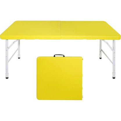 4ft Yellow Portable Folding Table Indoor&Outdoor Maximum Weight 135KG Foldable Table for Camping