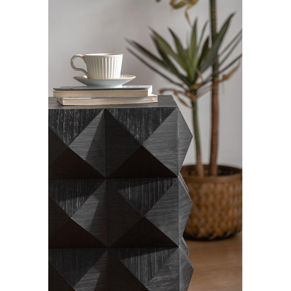 23.62"Height Three-dimensional Embossed Pattern Design Retro Coffee Table Retro Furniture Black - Streamdale Furniture