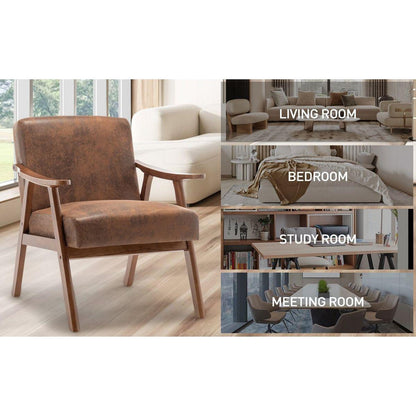 Mid-Century Modern Chair, Living Room Chair with Solid Wood Frame, Accent Chair Extra-Thick Backrest, Wingback Chair for Bedroom, Reading Room, Living Room, Lounge Chair Indoor