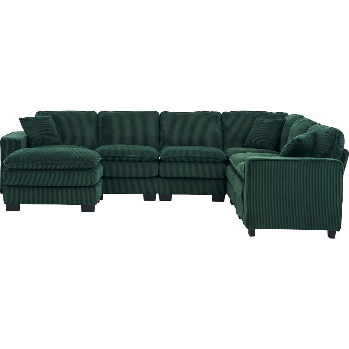 Modern U Shaped 6-seat Sectional Sofa Couch with one Ottoman and three toss pillows, Modular Sofa for Living Room,Corduroy sofa