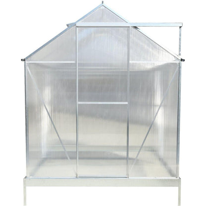 6.3'x6.2'x7' Polycarbonate Greenhouse, Heavy Duty Outdoor Aluminum Walk-in Green House Kit with Rain Gutter, Vent and Door for Backyard Garden, color aluminium