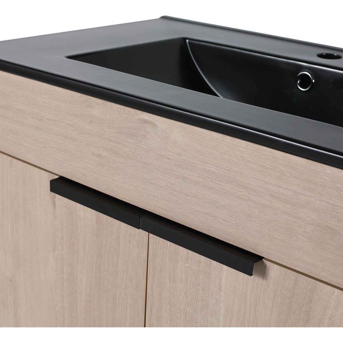 30 Inch Freestanding Bathroom Vanity with Black Ceramic Sink & 2 Soft-Close Cabinet Doors (BVB02430PLO-BL9075BK),W1286S00019