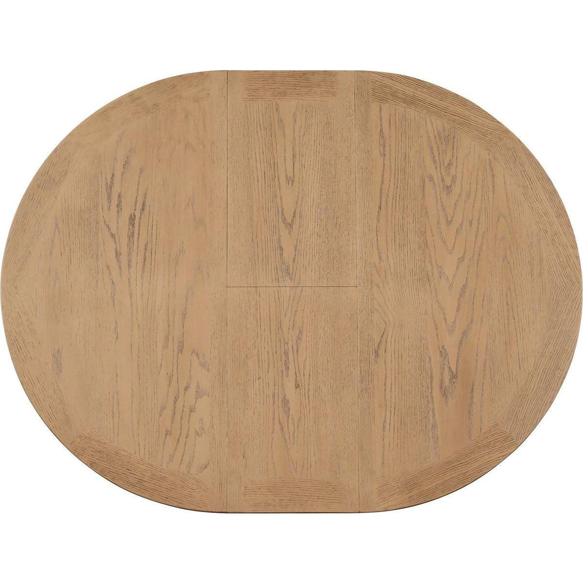 Retro Functional Extendable Dining Table with a 12" Leaf for Dining Room and Living Room (Oak Natural Wood + Off White)