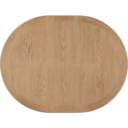 Retro Functional Extendable Dining Table with a 12" Leaf for Dining Room and Living Room (Oak Natural Wood + Off White)