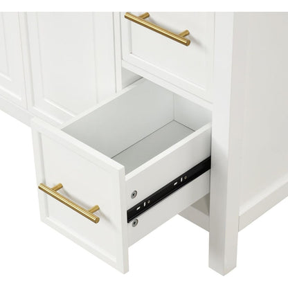 36" Bathroom Vanity with Sink Top, Bathroom Vanity Cabinet with Two Doors and Three Drawers, Solid Wood, MDF Boards, One Package, Off White