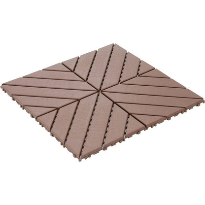 Plastic Interlocking Deck Tiles,44 Pack Patio Deck Tiles,12"x12" Square Waterproof Outdoor All Weather Use, Patio Decking Tiles for Poolside Balcony Backyard, Brown