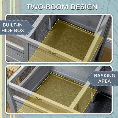 Tortoise Habitat with Shelf Storage, Tortoise Enclosure with Weather Protection, Tortoise Gift Accessory, Reptile Enclosure with Tray, Light Support Frame, Gray