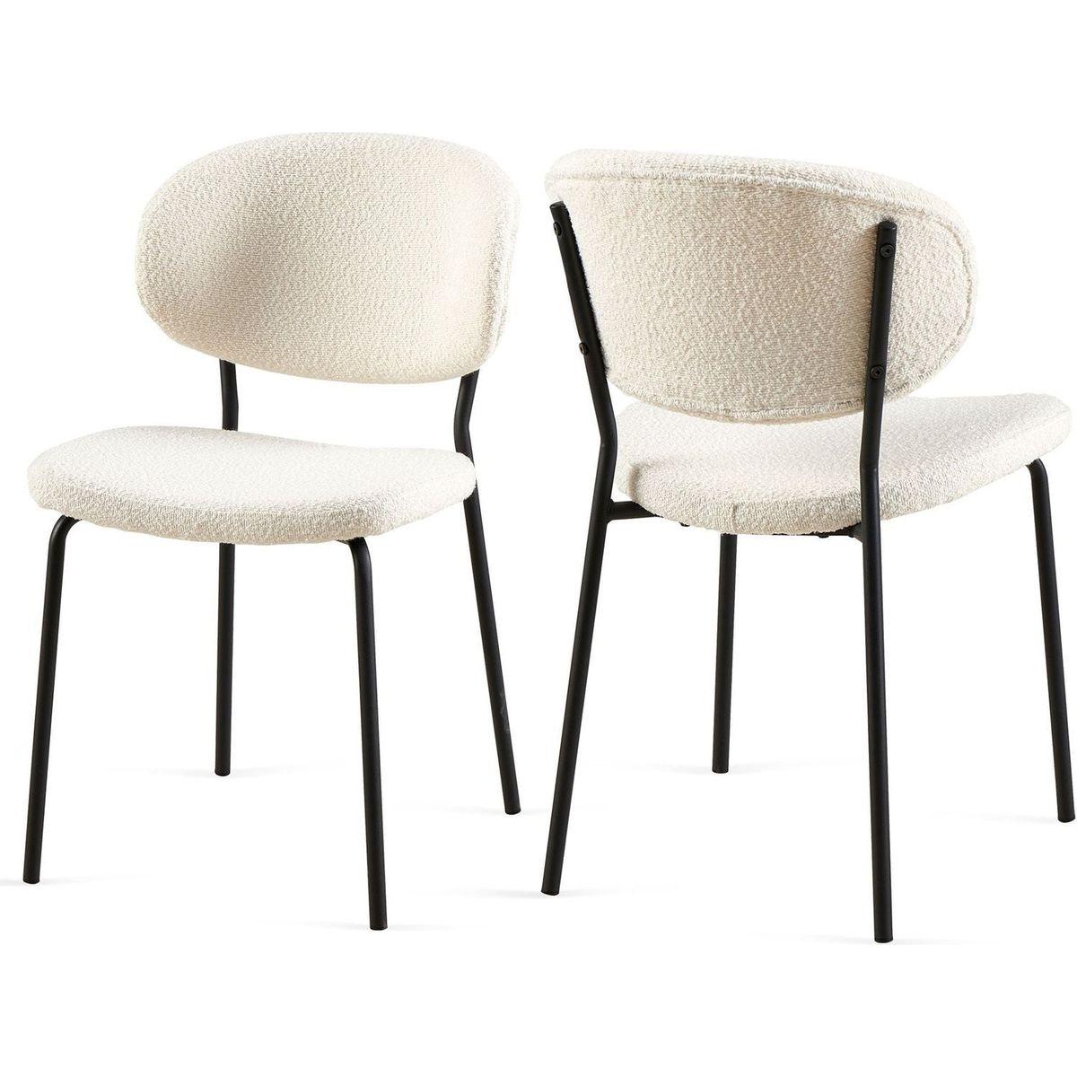 Beige Boucle Fabric Dining Chairs Set of 2,Dining Chairs with Metal Legs for Dining Room, Kitchen, Living Room