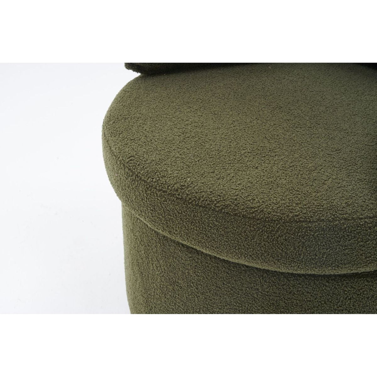 Teddy Fabric Swivel And Storage Chair With Back Cushion For Living Room,Green